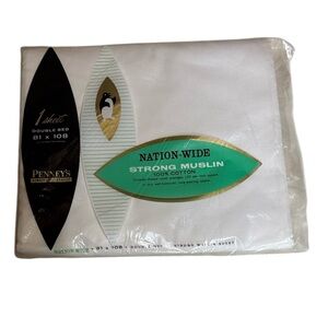 Vintage Penney’s Nation-Wide Strong Muslin 100% cotton sheet White New